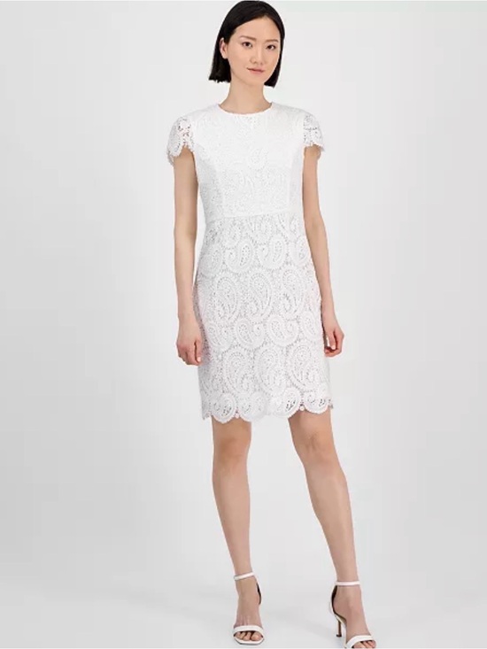 Dresses & Skirts - Women's Short-Sleeve Lace-Detail Sheath Dress